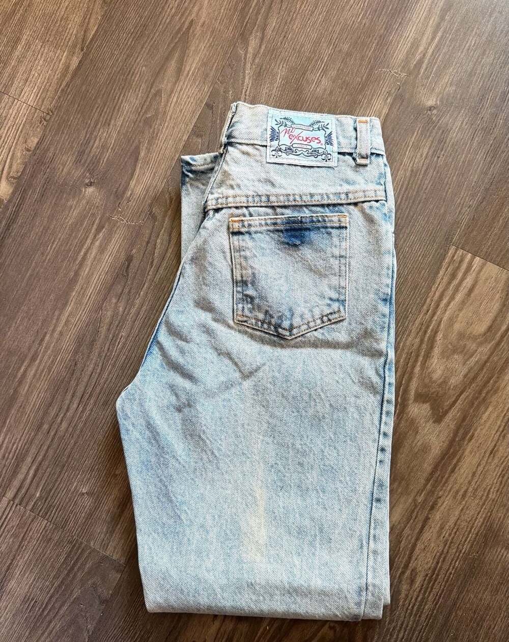 No Excuses Vintage 90s High Waisted Acid Wash Denim Jeans Light Blue
